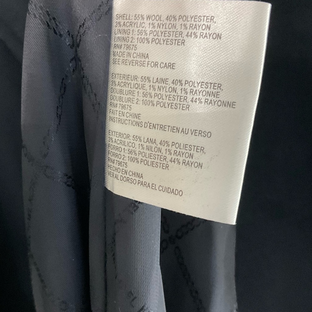 Michael Kors Double Breasted Wool Blend Long Coat Navy Blue Size Small NWT - Picture 4 of 5